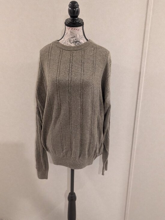 International Waters Other - International Waters 100% Cotton Cable Ribbed Knit Crewneck Sweater XL Khaki Oli